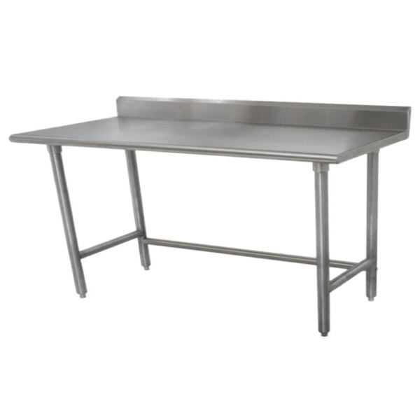 Advance Tabco TKLAG-245 24" x 60" 16-Gauge 430 Stainless Steel Economy Work Table with 5" Backsplash and Galvanized Legs