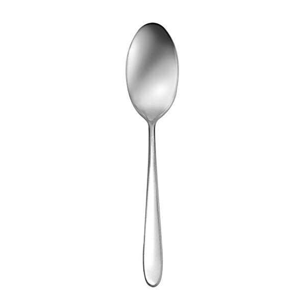 A close-up of a Sant'Andrea Mascagni II stainless steel demitasse spoon with a metal handle.