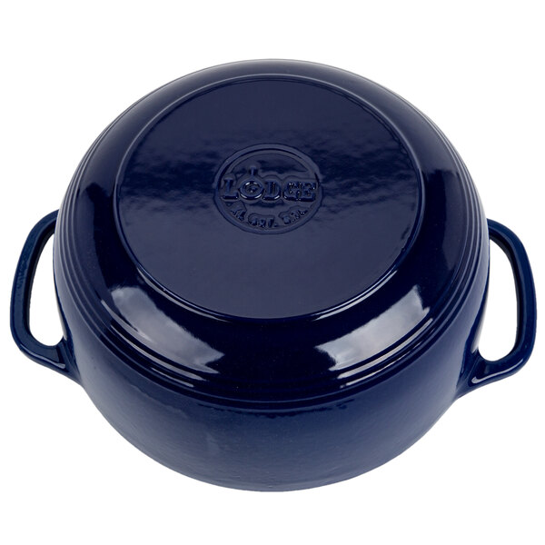 Lodge EC6D32 6 Qt. Indigo Enameled Cast Iron Dutch Oven