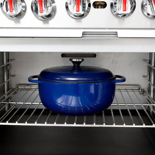 Lodge EC6D32 6 Qt. Indigo Enameled Cast Iron Dutch Oven