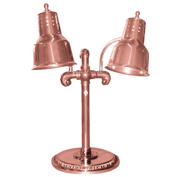 Hanson Heat Lamps DLM/RB9/SOL/BCOP Dual Bulb Flexible Freestanding Heat Lamp with Bright Copper Finish - 115/230V