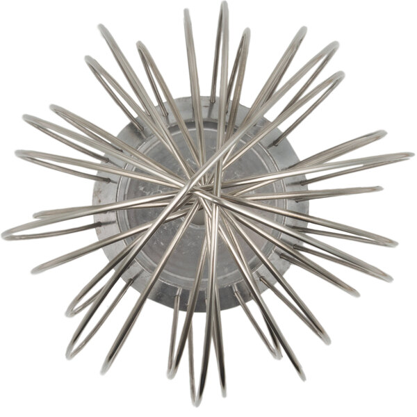 A close-up of the Avantco 304 stainless steel wire whip, which has many metal spirals.