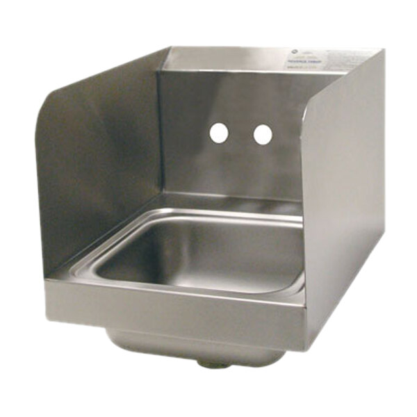 Advance Tabco 7-PS-23-ECSPNF 16" x 12" Wall Mounted Hand Sink with Side Splashes for 1 Faucet