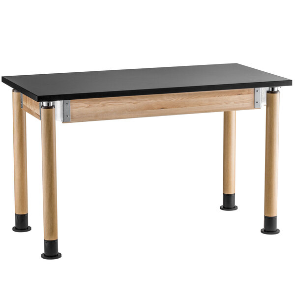 National Public Seating SLT5-2448C 24" x 48" Height Adjustable Science Lab Table with Oak Legs