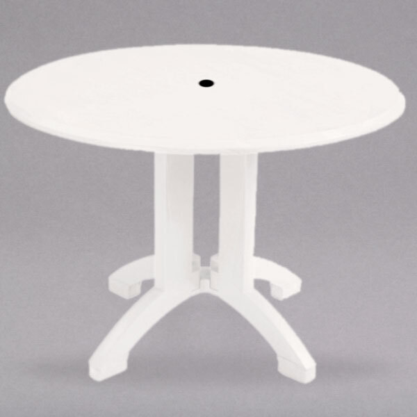Round plastic outdoor table store with umbrella hole