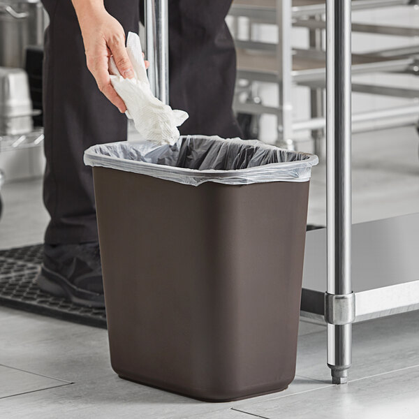 Lavex 28 Qt. / 7 Gallon Brown Rectangular Wastebasket / Trash Can