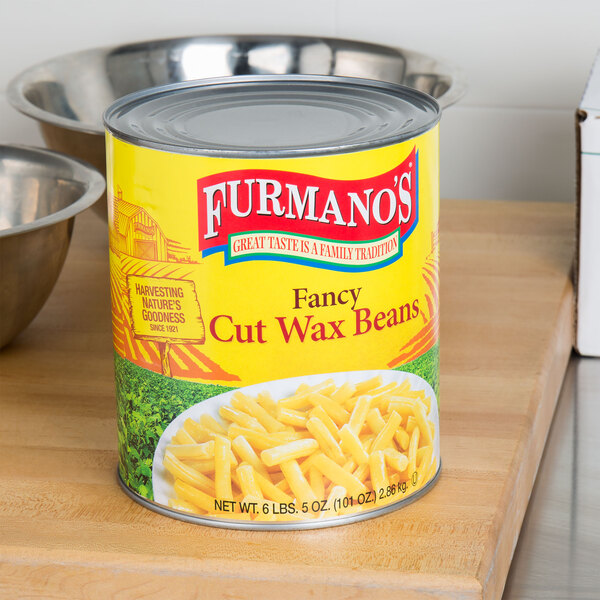 Furmano's #10 Can Fancy Cut Wax Beans - 6/Case