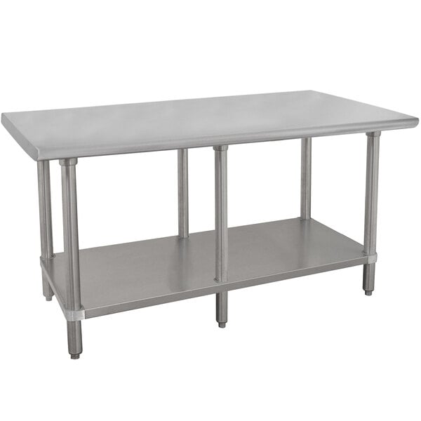 Advance Tabco VSS-248 24" x 96" 14 Gauge Stainless Steel Work Table with Stainless Steel Undershelf