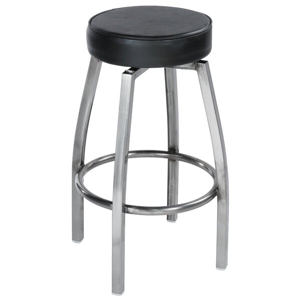 Seating Clear Coat Backless Barstool, Round Metal Swivel Bar Stools With Backless