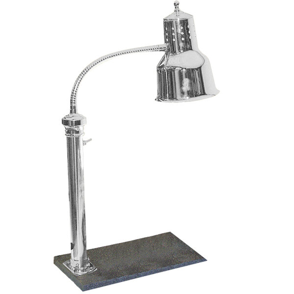 Hanson Heat Lamps PSET-16-CH Single Bulb Freestanding Heat Lamp with 11" x 18" Solid Base and Chrome Finish - 115V