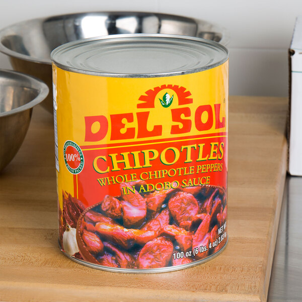 Del Sol 10# Can Whole Chipotle Peppers in Adobo Sauce