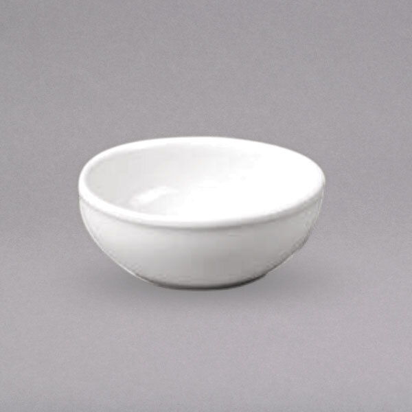 A Homer Laughlin bright white china nappy bowl.