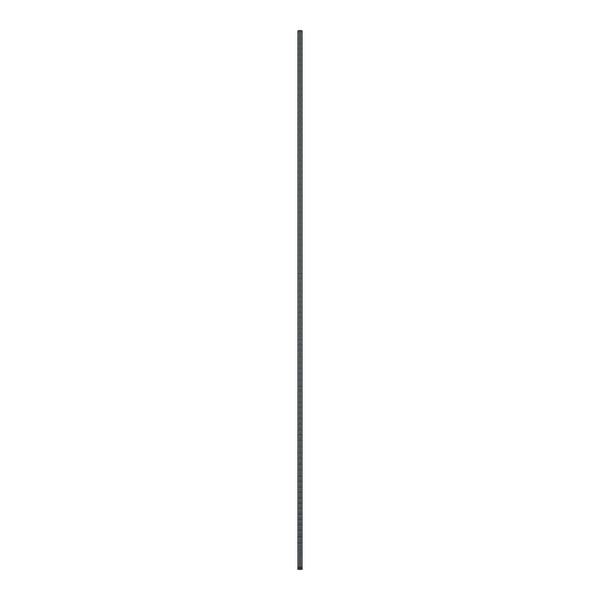 A long thin black metal pole with white caps on the ends.