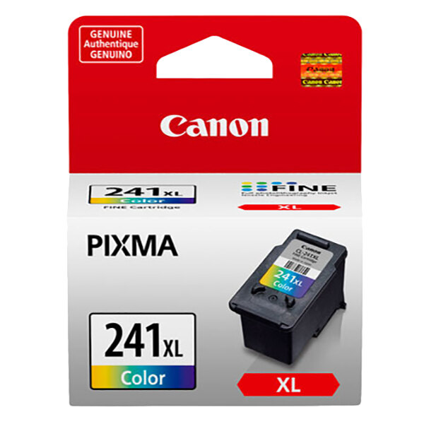 A Canon high-yield tri-color ink cartridge in a red and white box.