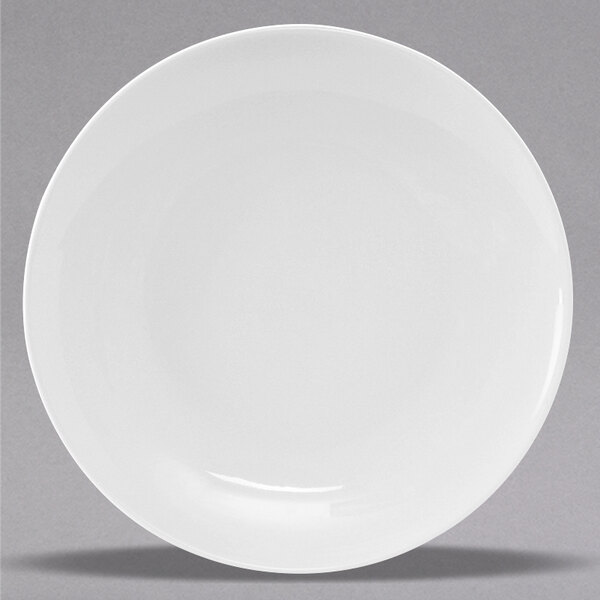 A Tuxton Florence bright white china plate with a rim.