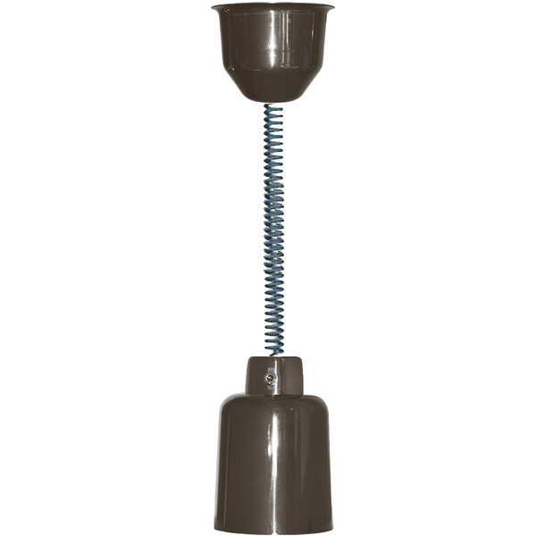 A brown Hanson Heat Lamp with a spiral spring and a blue screw.