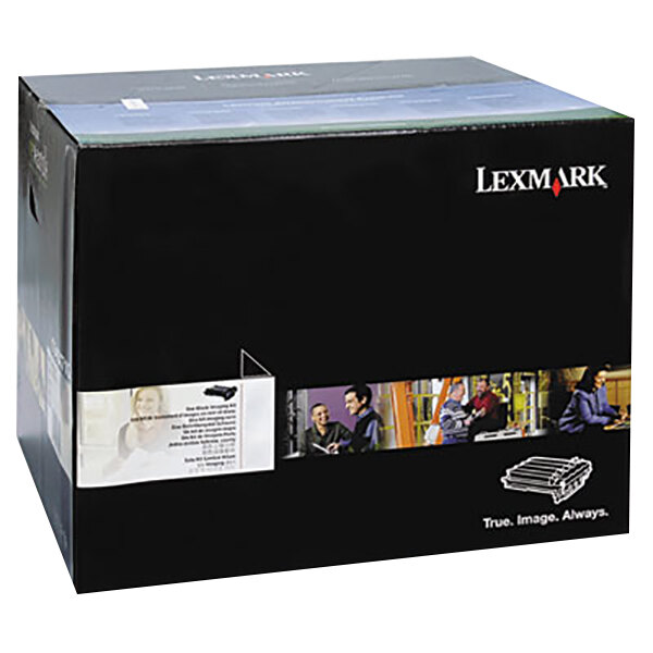 A black box with a picture of a Lexmark toner cartridge for a black laser printer.