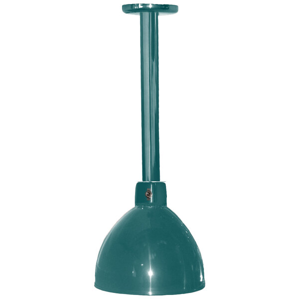 A green cylindrical Hanson Heat Lamp with a textured verdigris finish.