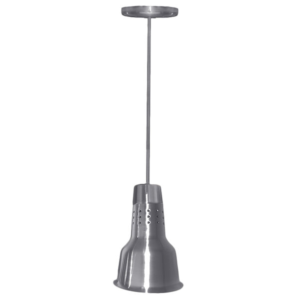 A Hanson Heat Lamps rigid ceiling mount heat lamp with a textured chrome finish.