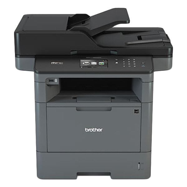 A black and grey Brother MFC-L5800DW monochrome laser printer on a white background.