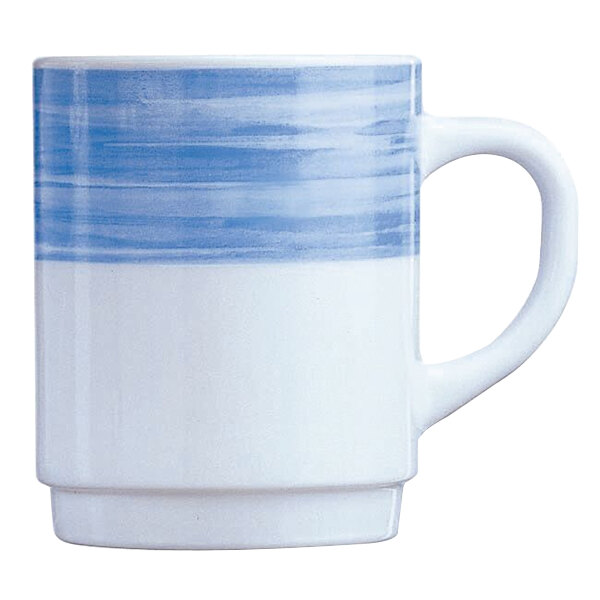 Arcoroc Opal Brush Blue 8 Oz Stackable Mug By Arc Cardinal 36 Case
