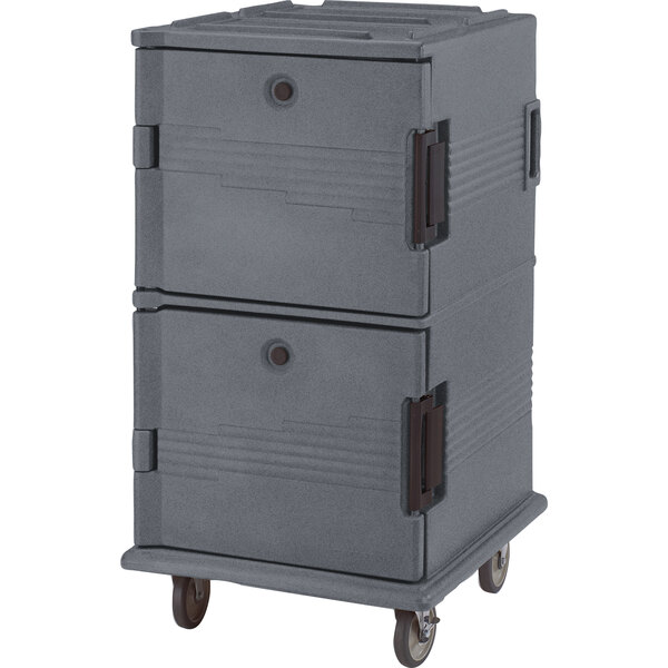 Cambro UPC1600SP191 Ultra Camcarts® Granite Gray Insulated Food Pan Carrier with Heavy-Duty Casters and Security Package - Holds 24 Pans