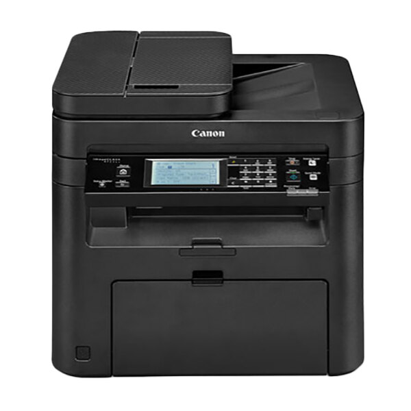 A black Canon imageCLASS MF236n all-in-one laser printer with a screen.