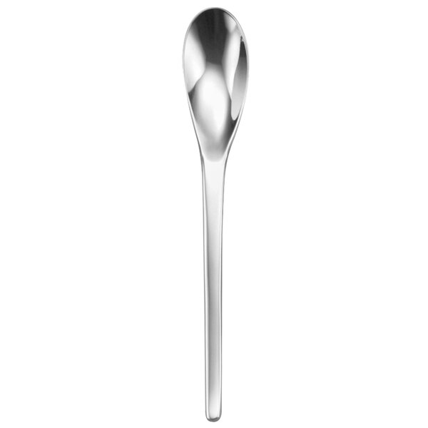 A Oneida Apex stainless steel teaspoon with a long silver handle.