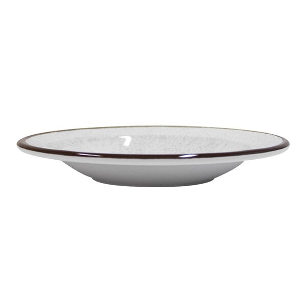 A white melamine bowl with a crackle rim.
