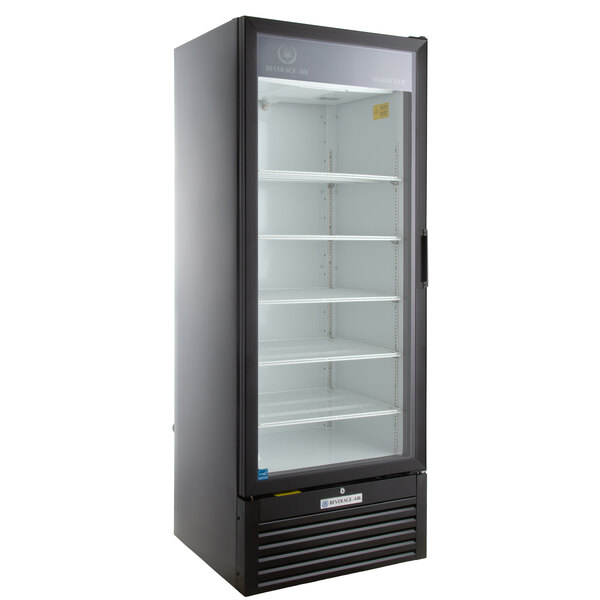Beverage-Air LV27HC-1-B-18 LumaVue 30" Black Refrigerated Glass Door Merchandiser with LED Lighting - Left Hinged Door