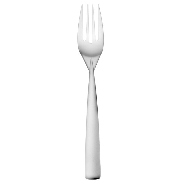 An Oneida Stiletto stainless steel table fork with a silver handle.
