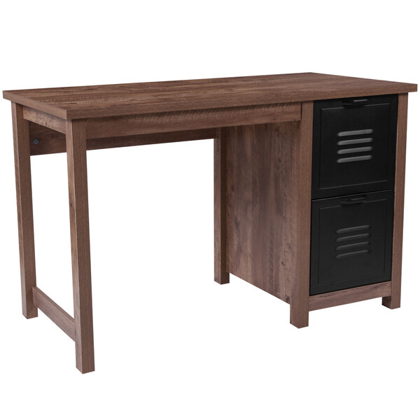 Flash Furniture NAN-JN-21736T-GG New Lancaster Oak Wood Desk - 47 1/4" x 23 1/2" x 30"