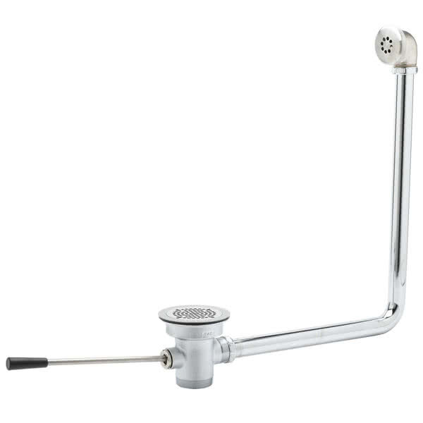 T&S B-3970-01-XS Lever Waste Valve with Short Handle, Overflow Tube, and NPT Adapter - 3 1/2" Sink Opening