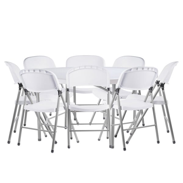 Molded Plastic Folding Table, Plastic Round Table That Seats 8