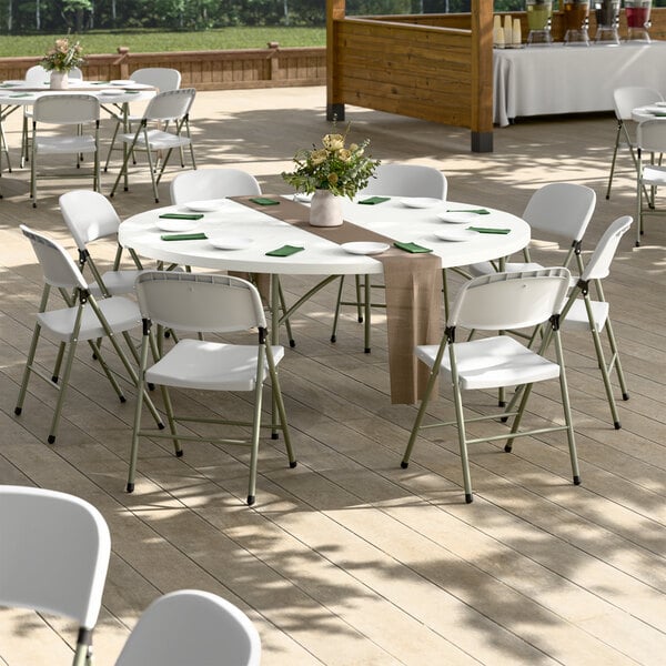 Lancaster Table & Seating Round Plastic Folding Table Set
