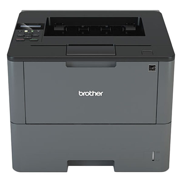 A black Brother HL-L6200DW wireless laser printer.