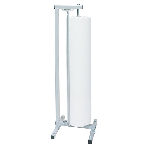 A Bulman vertical paper rack holding a white roll of paper.