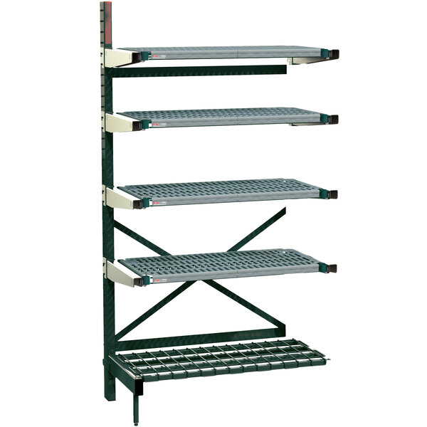 A Metro metal SmartLever add on unit with 4 shelves.