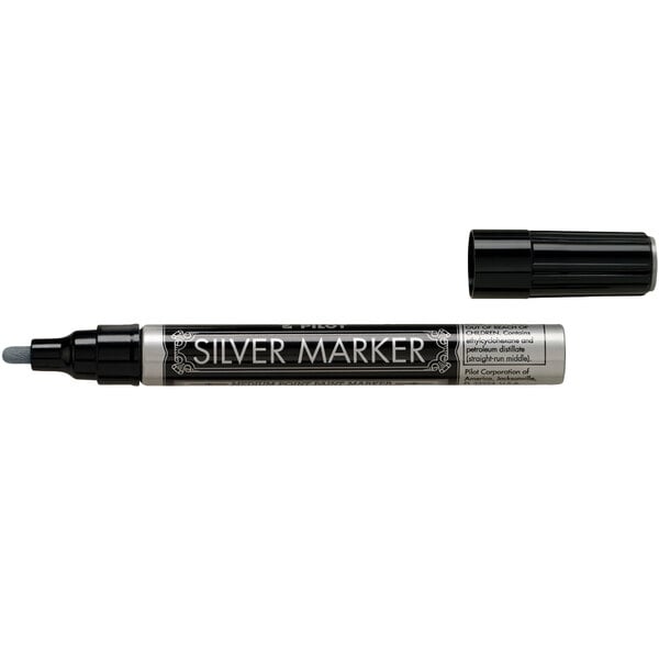 Pilot 41800 Creative Arts & Crafts Silver Ink with White Barrel 4.5mm Brush Tip Marker
