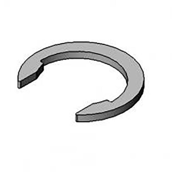 A stainless steel crescent retaining ring with a hole in it.