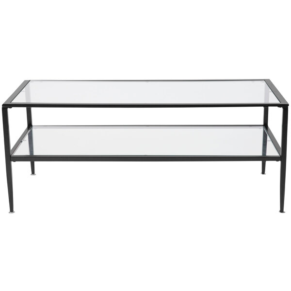 Flash Furniture HG-160333-GG Newport 43 1/4" x 19 1/2" x 17 1/2" Glass Coffee Table with Black Metal Frame