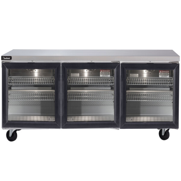 Delfield GUR72PG 72" Front Breathing Glass Door ADA Height Undercounter Refrigerator with 3