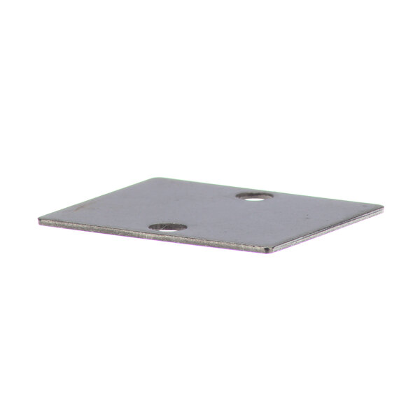 A square metal Hobart shim plate with holes.