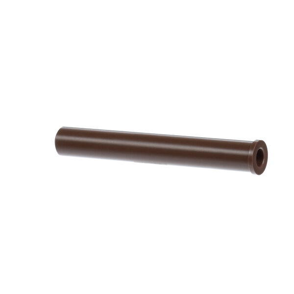 A brown tube with white paper on a white background.
