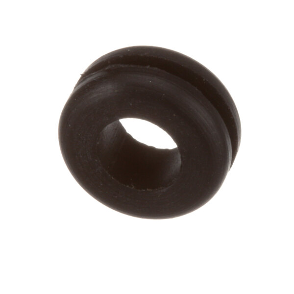 A black rubber Cleveland grommet with a hole.