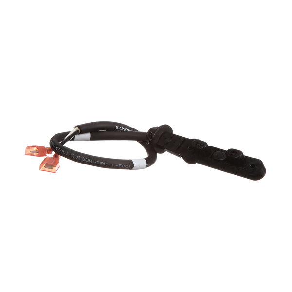 A black cable with a black female receptacle.