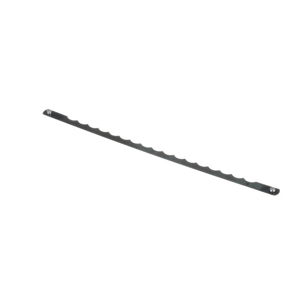 A long thin black metal rod with holes and a handle.