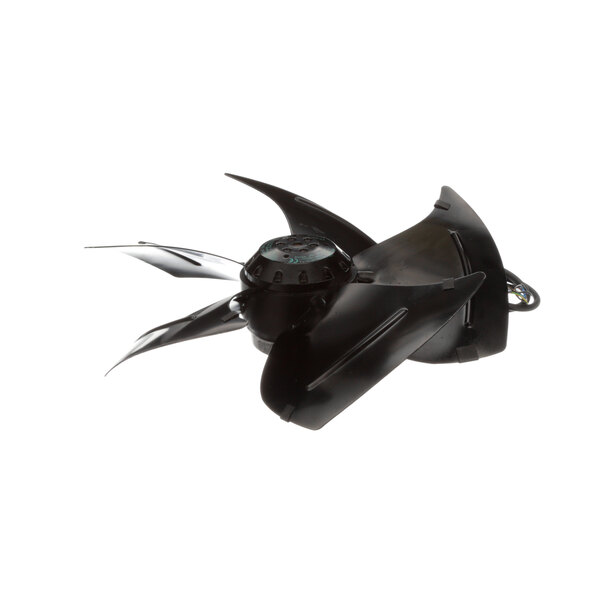 A black Irinox fan motor with a round cap and a propeller with a black propeller on it.
