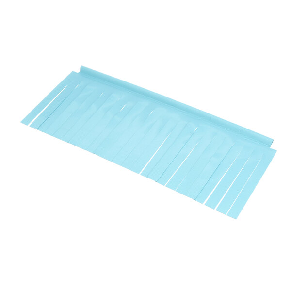 A blue plastic strip with white stripes.
