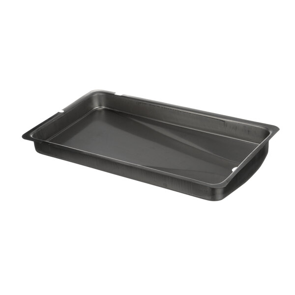 A black rectangular Newco receiving pan with a handle.